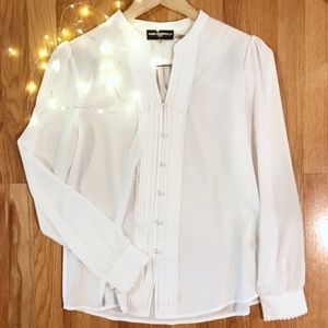 Karl Lagerfeld Paris Scalloped Sheer White Blouse